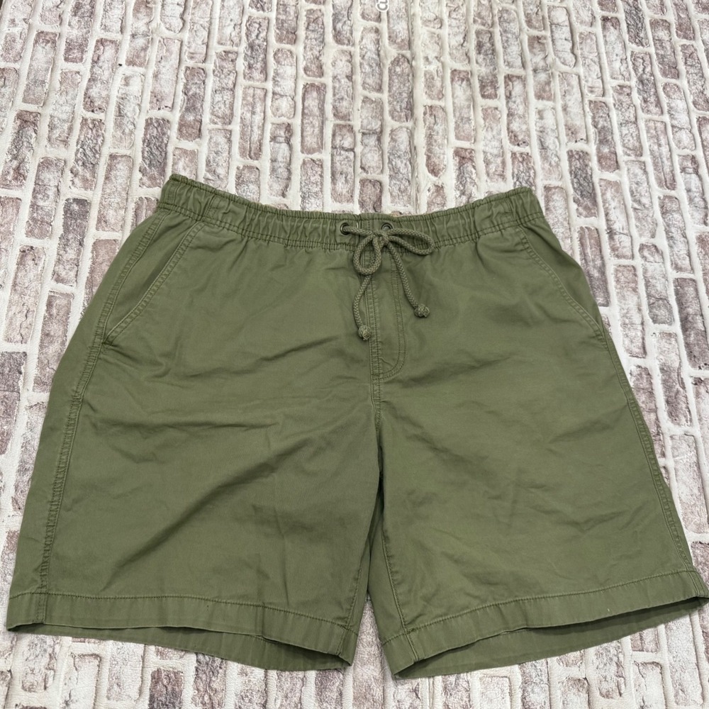 LL Bean Dock Shorts Pull On Classic Fit Organic Cotton Mens Large Green 506801